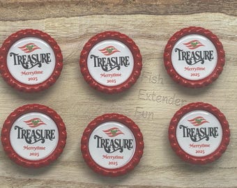 Disney Treasure Cruise Merrytime ship magnets / Set of 6 or 12 / Fish extender gifts, door magnets, pixie dust, magnet exchange.  Handmade.