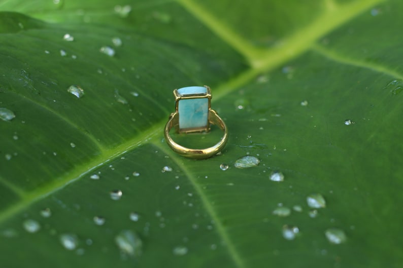 Sky is a Limit larimar and gold rings for couple couple jewelry sky blue dolphin stone rings 2 rings set for couples