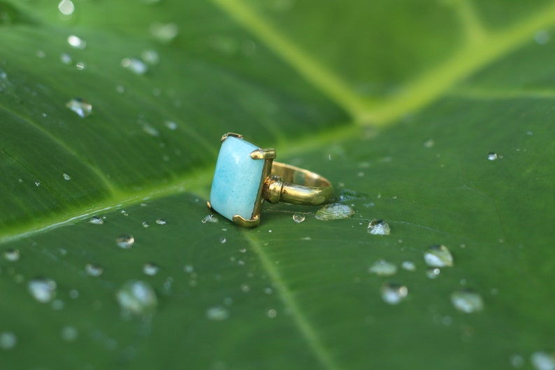 Sky is a Limit larimar and gold rings for couple couple jewelry sky blue dolphin stone rings 2 rings set for couples