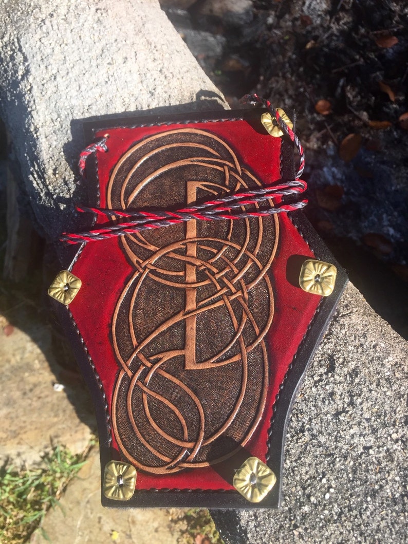 Custom celtic knot archery leather arm guard image 2