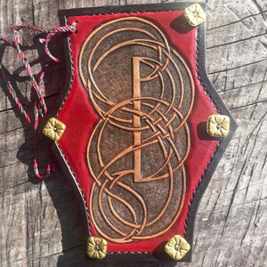 Custom celtic knot archery leather arm guard image 1