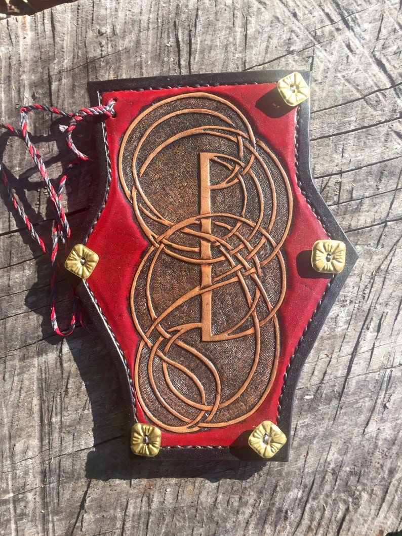 Custom celtic knot archery leather arm guard image 1