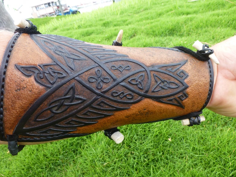 Celtic Raven Leather Archery Arm Guard Etsy