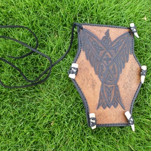 Celtic Raven Leather Archery Arm Guard