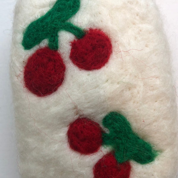 Felted Soap all natural - Cherries, Handmade
