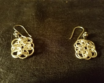 Silver plated chainmail earrings