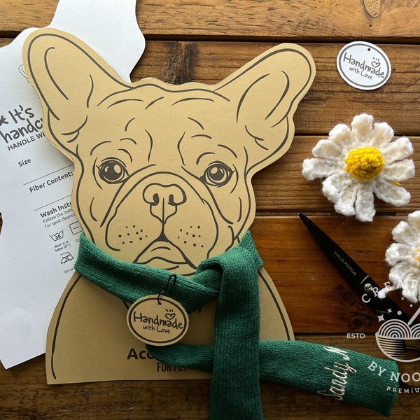 Printable French Bulldog Pet Collar DIY Display Card Dog accessory display Downloadable PDF packaging template. Instant Download.