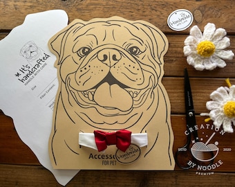 Printable English Bulldog Pet Collar DIY Display Card Dog accessory display Downloadable PDF packaging template. Instant Download.
