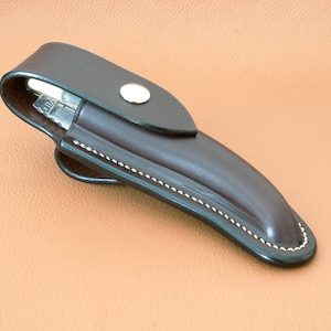 Custodia in pelle cucita a mano per coltello Laguiole da 130 mm