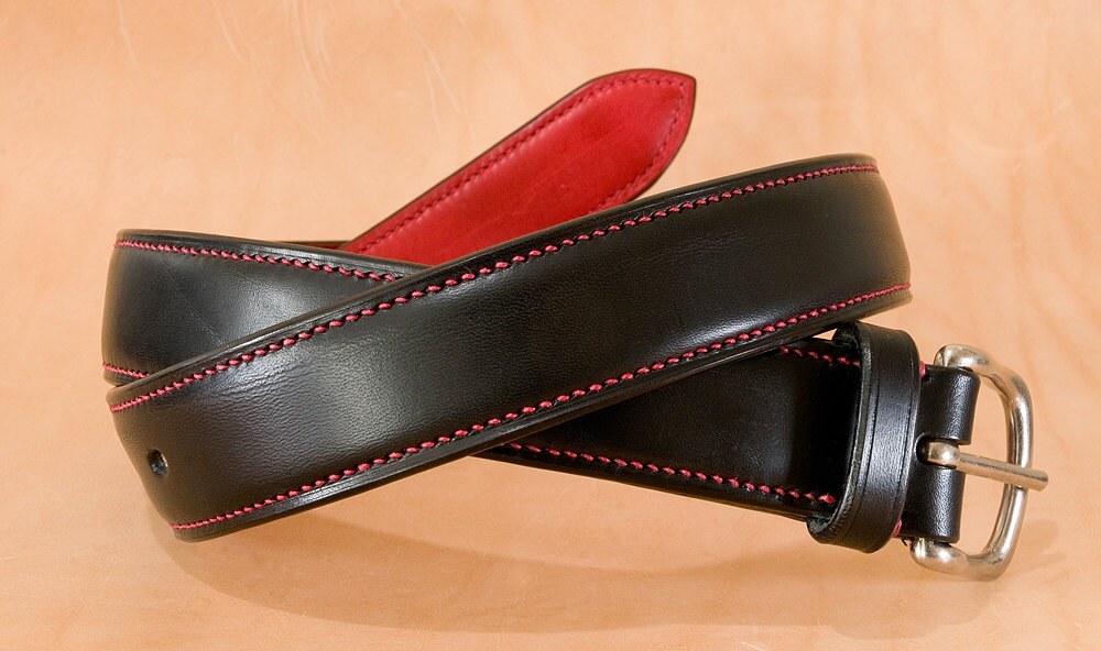 Hand Stitched Leather Belt 32 Mm - Etsy 