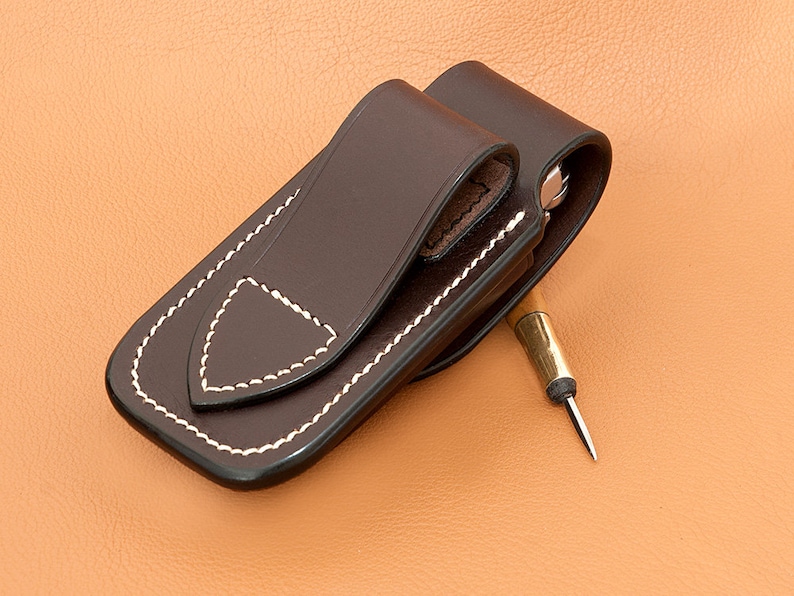 Hand-made leather sheath for Leatherman Wave/Charge multitool Made in France image 4