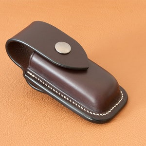 Hand-made leather sheath for Leatherman Wave/Charge multitool Made in France Marron/Dark brown