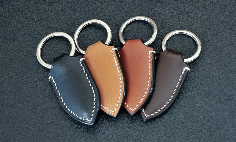 Hand-made leather key ring Made in France image 3