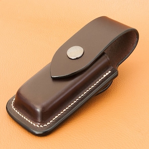 Étui cuir cousu main pour multitool Victorinox Spirit Marron/Brown