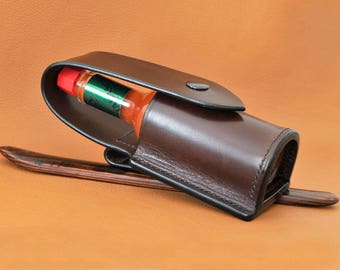 Hand-made leather pouch for 57ml Tabasco bottle - Made in France