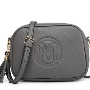 Damska, dziewczęca, szara, kwadratowa torebka typu crossbody na każdą okazję