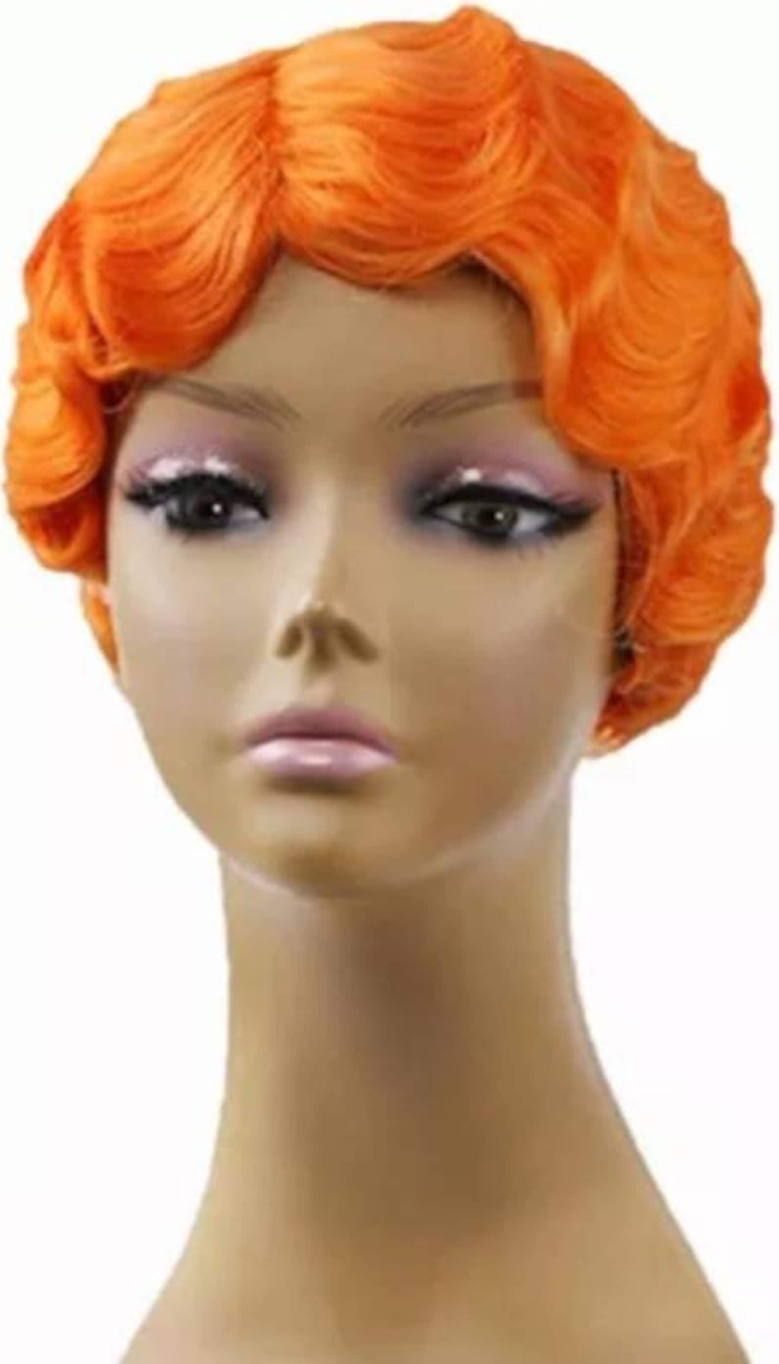 Women Orange Curly Finger Wave Wig High Quality Synthetic Wig Etsy UK