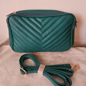 Sac à main porté épaule pour femme, appareil photo vert aqua, point de croix, courtepointe