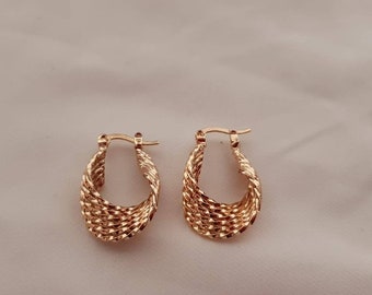 Women thick gold plated/gold filled twist hoop earring