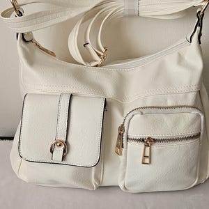 Frauen mittlere Größe weiße Farbe Multi Fach Crossbody Schulter Handtasche