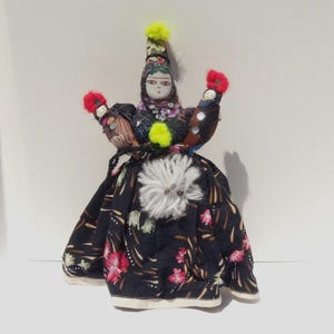 Turkish Folk Art Doll, Soganli Doll with Twin Babies, Wood and Cloth Folk Doll