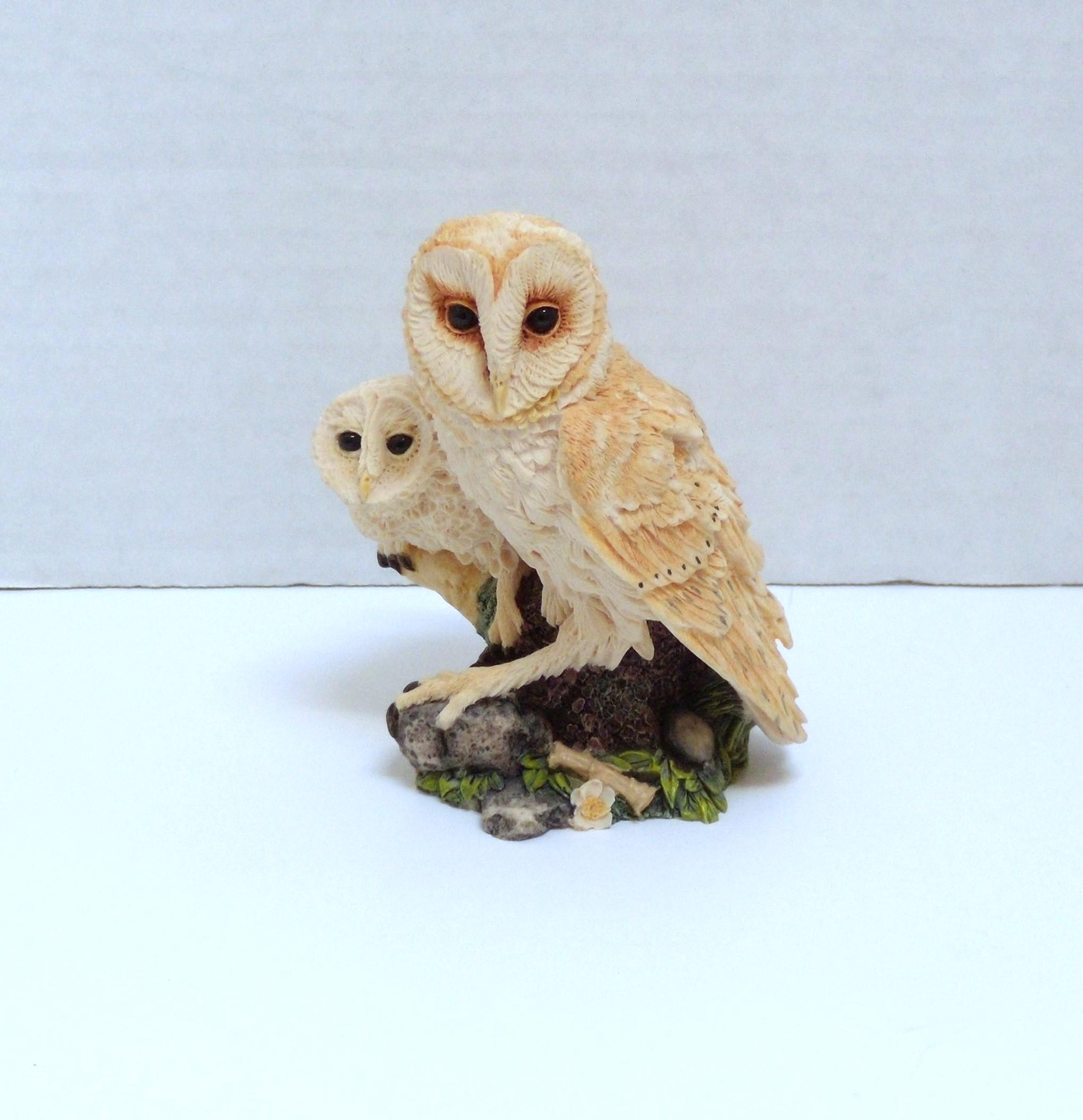 Hamilton Collection Owl Figurine, Hamilton Collection Under Mother's Wing, Barn Owl Figurine, Mo