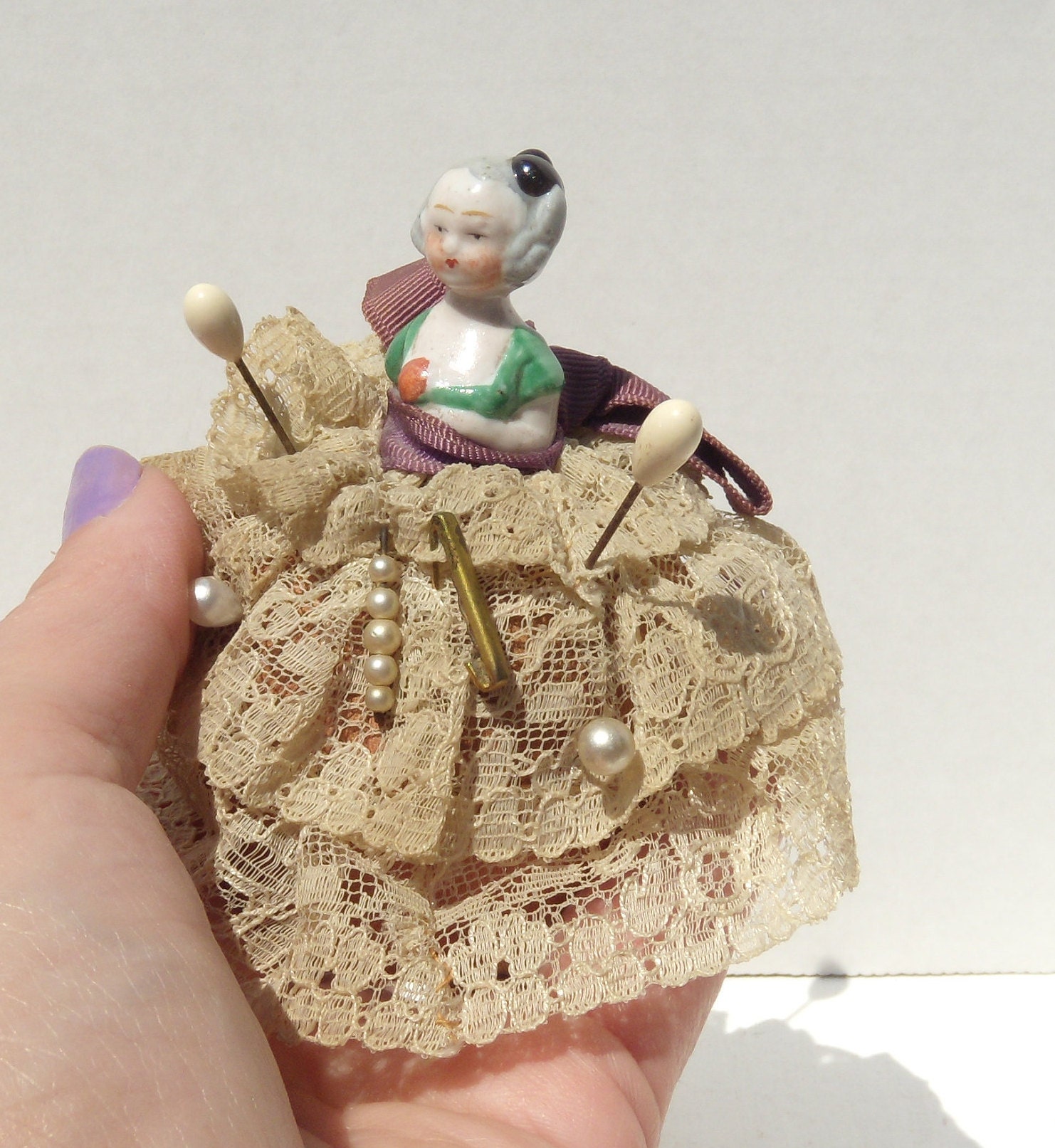 German Lady Pincushion Doll Pair Half Doll Pincushions Etsy