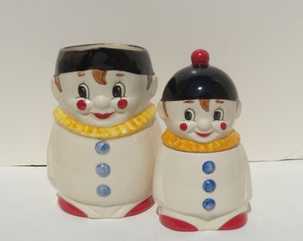 Goebel Clown Small Pitcher and Sugar Bowl, Clown Sugar and Creamer