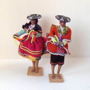 Peruvian Doll Couple, Peruvian Folk Dolls, South American Dolls, International Folk Dolls, Peruvian Souvenir Doll