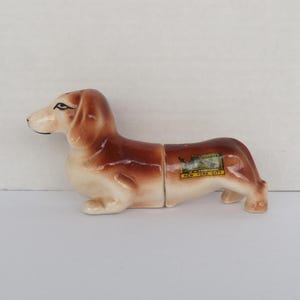 Dachshund Salt and Pepper Shakers, Ceramic Dachshund Salt Pepper, New York City Souvenir Dachshund Salt and Pepper, Weiner Dog Salt Pepper