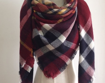 Red/Yellow Plaid Blanket Scarf