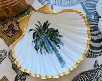 Palm Tree, Shell Ring Dish- Gift Idea, Palm Beach Chic, Decorative Accent, Hampton style, Tropical Decor