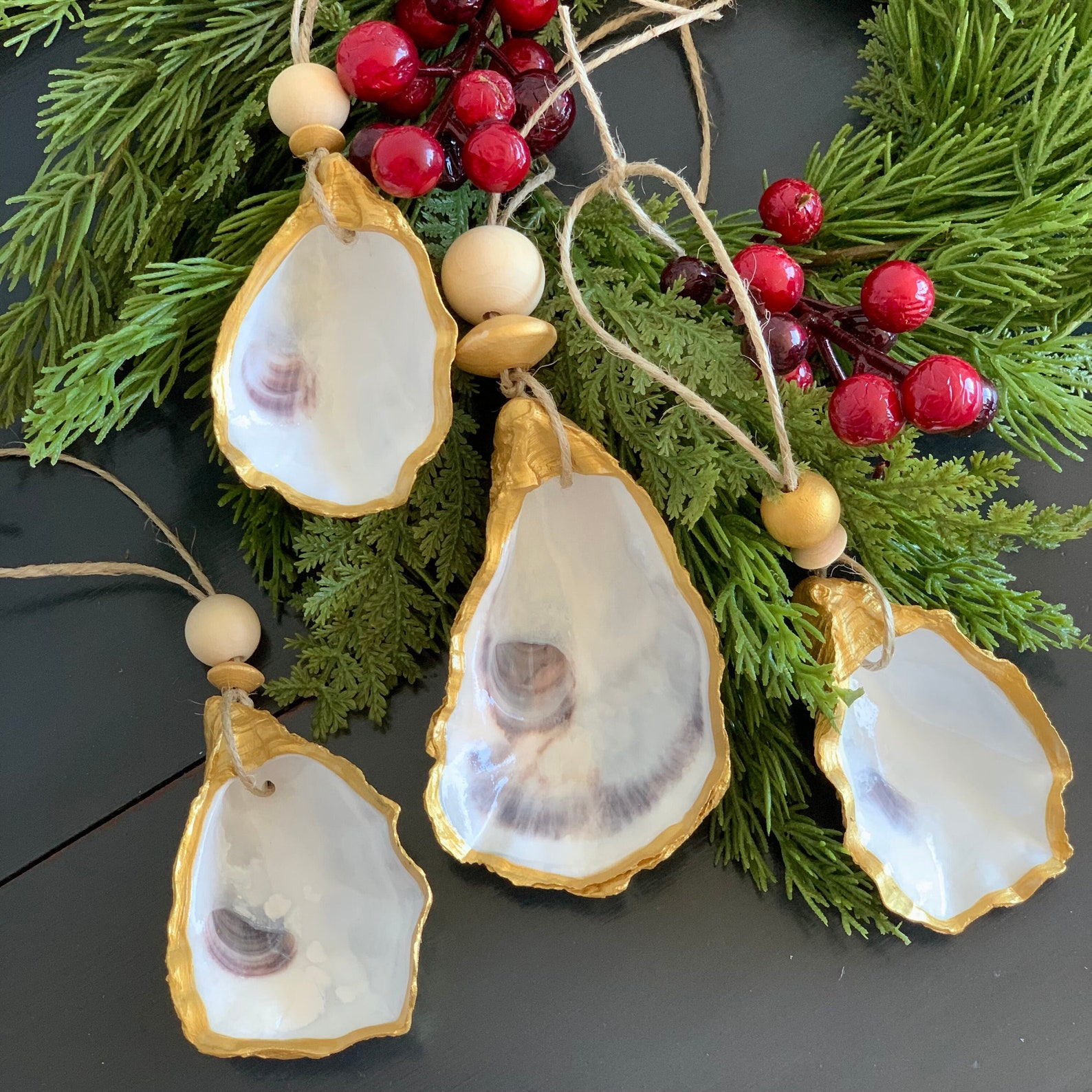 Natural Oyster Shell Ornaments Gift Ideas Coastal Decor Etsy