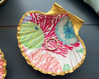 Colourful Sea, Shell Ring Dish-  Gift Idea, Hamptons Decor, Coastal Home, Anthropologie Style