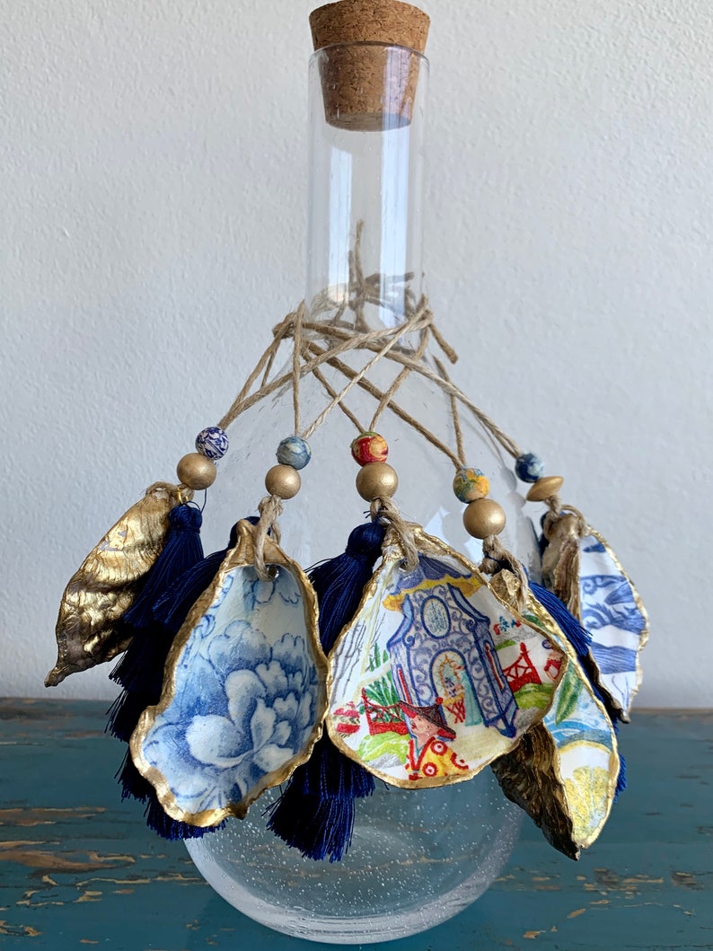 Concha de ostra colgante con borla azul: ideas de regalo | Etsy