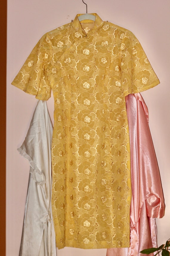 Vintage Yellow Lace Qipao/Cheongsam