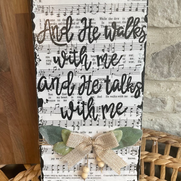 Handmade Hymn Sign, Rustic Hymn, In the Garden, hymn art, wood sign, Christian art