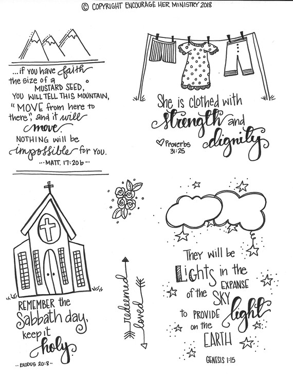 Bible Journaling Printable: She is Clothed in Strength and | Etsy