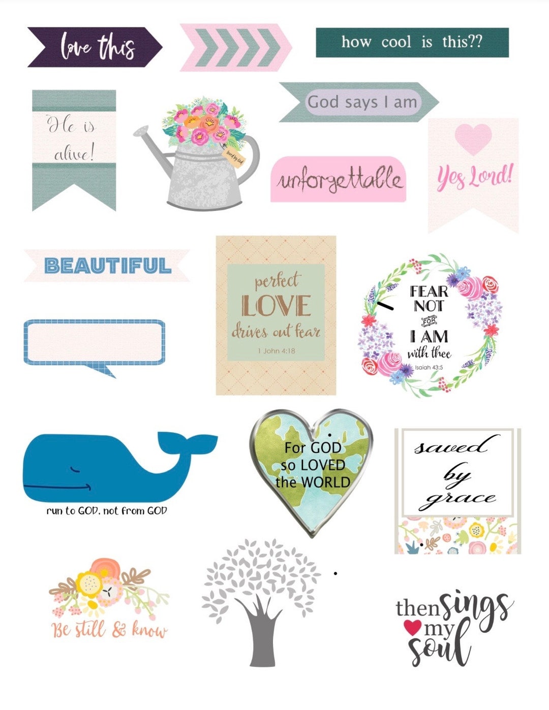 Bible Journaling Printables - Stickers or Margin Artwork - Etsy
