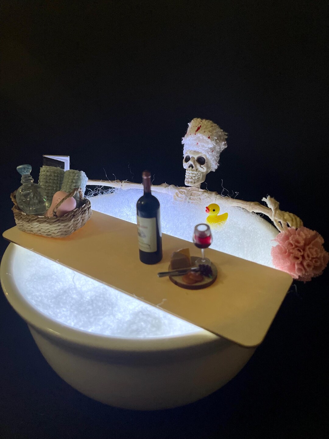 LIGHT UP Skeleton in a Jacuzzi Bathtub, Hot Ghoul Summer, Spooky Season