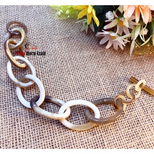 Natural Buffalo Horn Chain Bracelet - Buffalo horn bracelet - Horn bangle bracelet