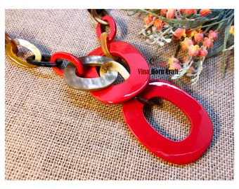 Horn jewelry - chain necklace lacquer handmade in Vietnam- buffalo horn jewelry