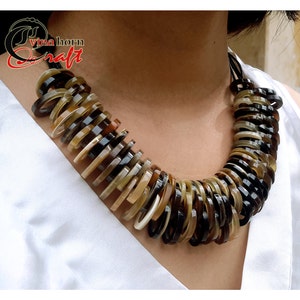 Natural Buffalo Horn Necklaces chain necklace handmade in Vietnam buffalo horn jewelry VNH017 image 3