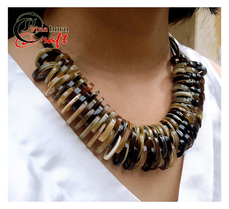 Natural Buffalo Horn Necklaces chain necklace handmade in Vietnam buffalo horn jewelry VNH017 image 3