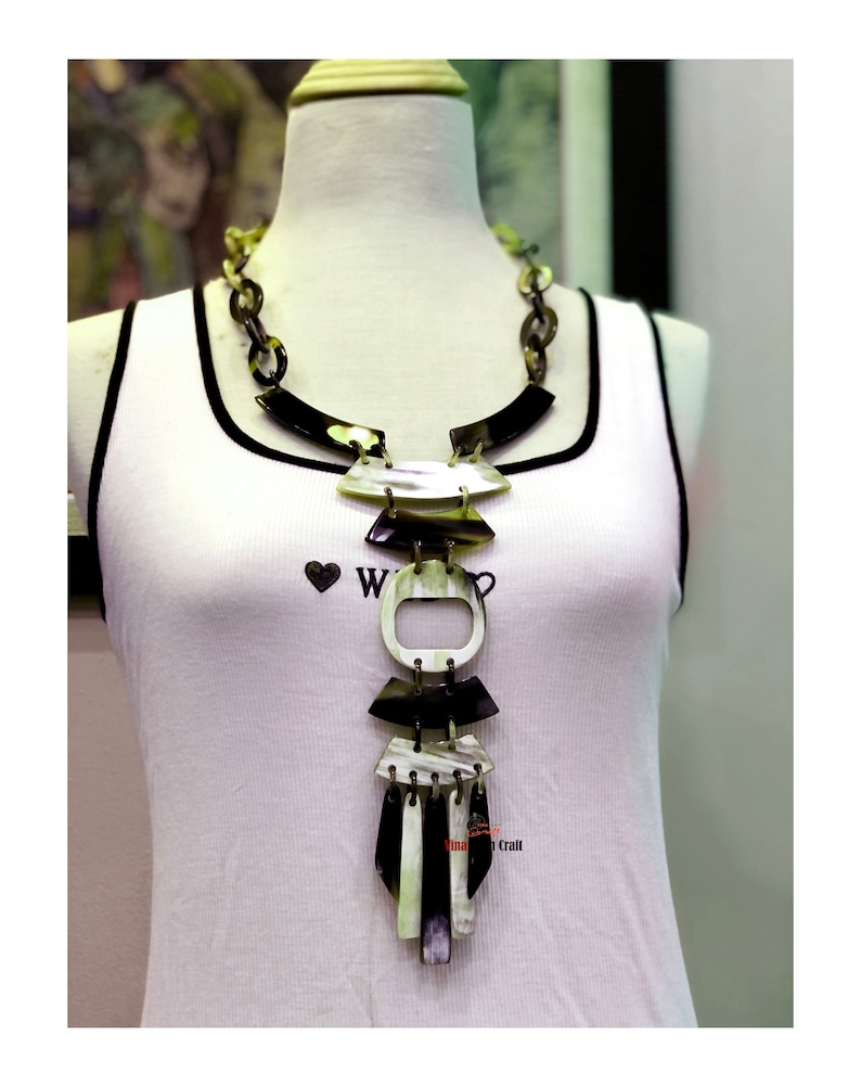 Natural Buffalo Horn Necklace chain necklace handmade in Vietnam image 3