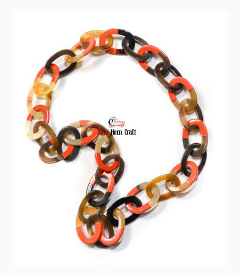 Horn jewelry  chain necklace lacquer handmade in Vietnam image 1