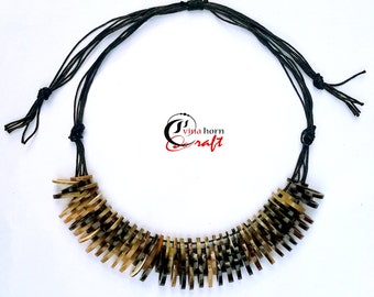 Natural Buffalo Horn Necklaces - chain necklace handmade in Vietnam- buffalo horn jewelry- VNH017