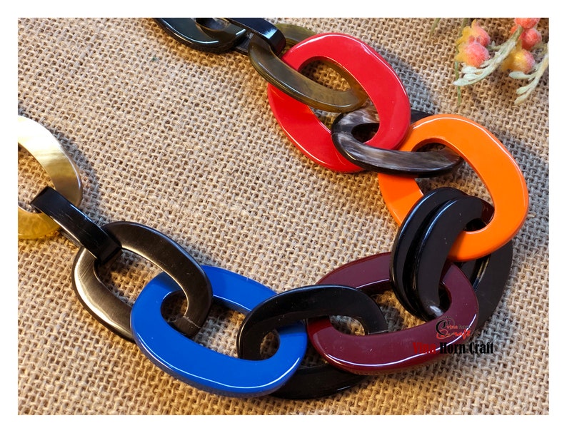 Hornschmuck Kette Halskette Lack handgemacht in Vietnam Büffelhorn Schmuck Bild 2