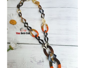 Horn jewelry - chain necklace lacquer handmade in Vietnam- buffalo horn jewelry