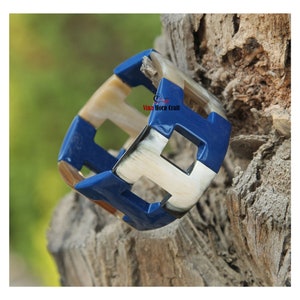 Horn bracelet Buffalo horn bracelet Horn bangle bracelet Blue